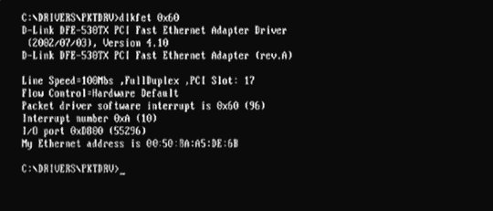 Console: setting up a network card